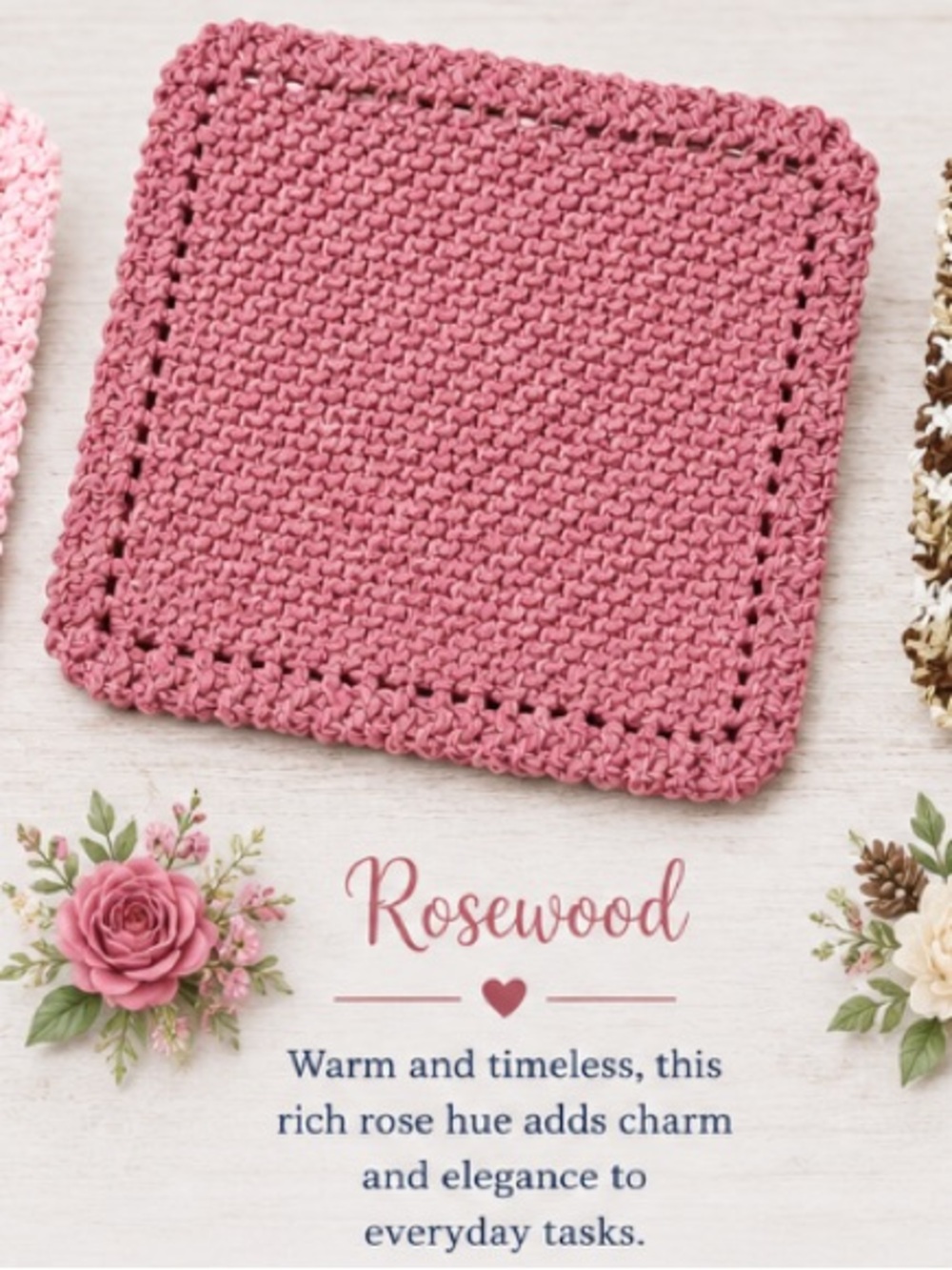 Bundle of 2 Sweet Shirley’s “Rosewood” Dishcloth